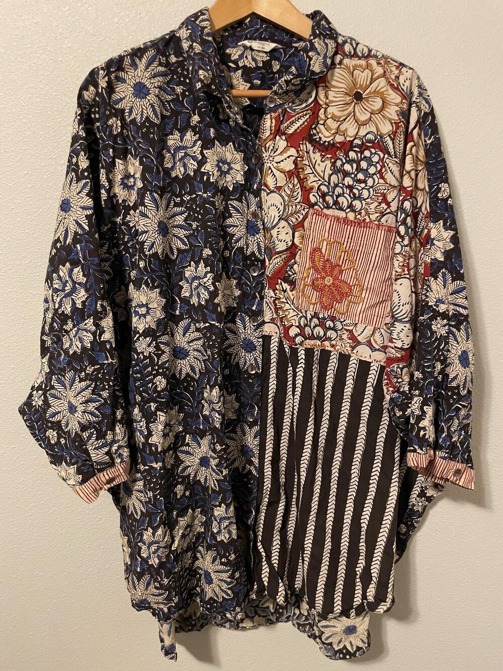 Marketplace Handwork Of India Womens 1W 2W Button Up Multicolor Floral Patchwork